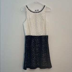Kensie black and White Lace overlay w/ Black Gem and rhinestones Accents size S